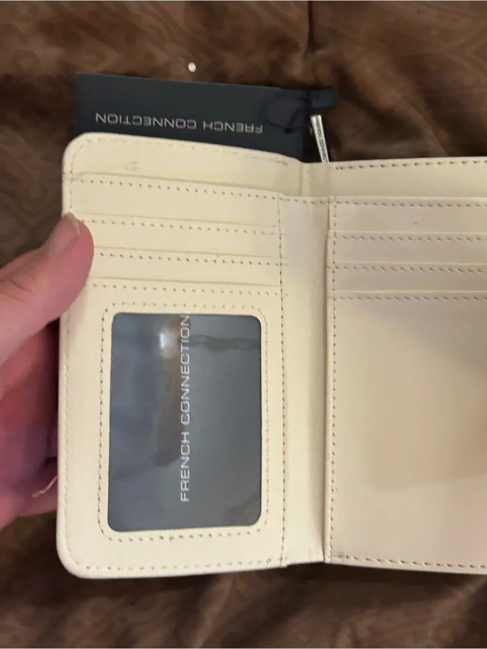 French Connection Cream Croc-Embossed Phone Wallet Case